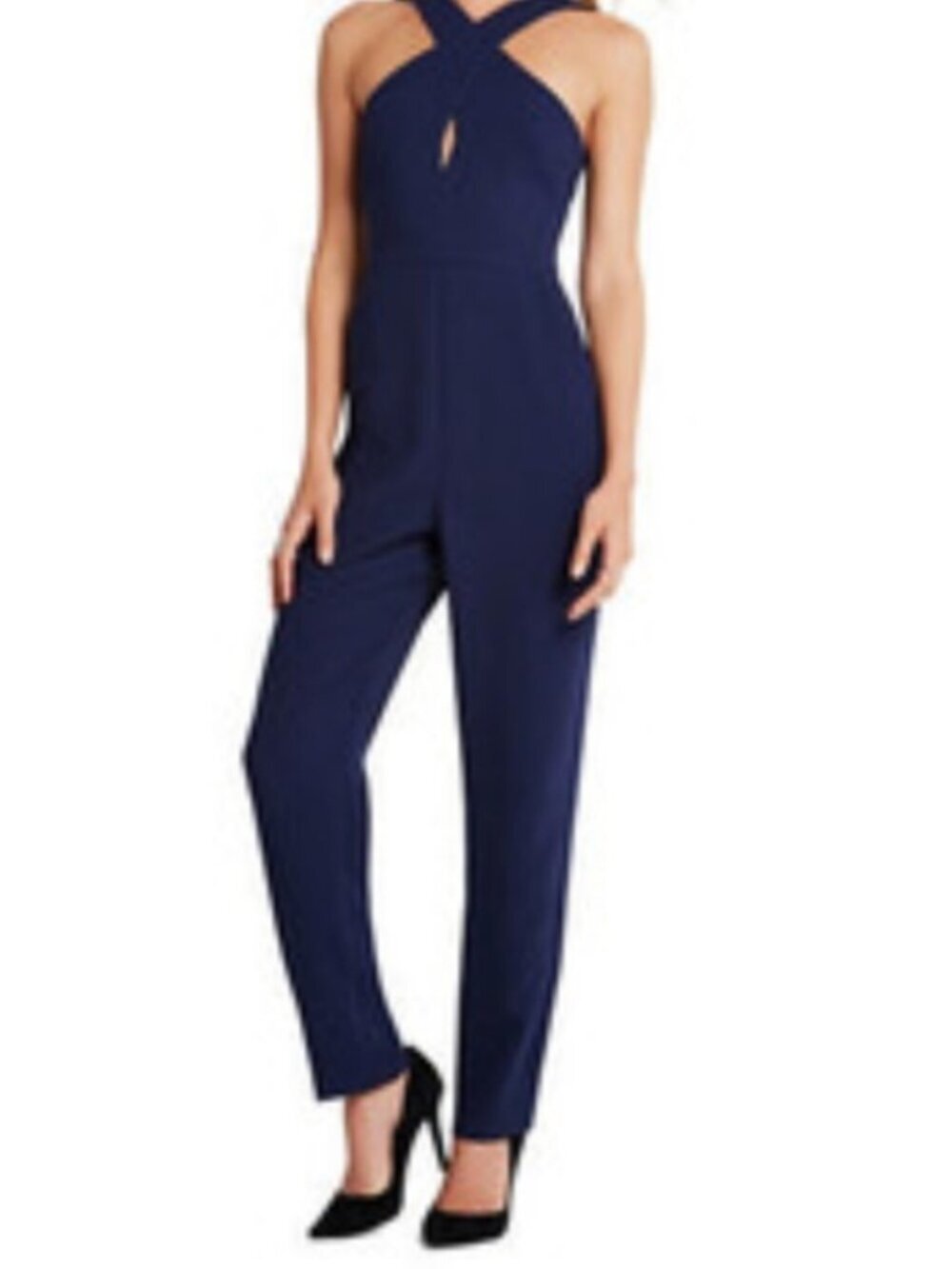BCBGeneration Navy Cross Front Slim Jumpsuit